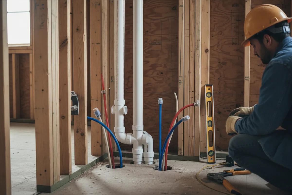 Drain and supply rough-in during Drain Cleaning in Davidsonville