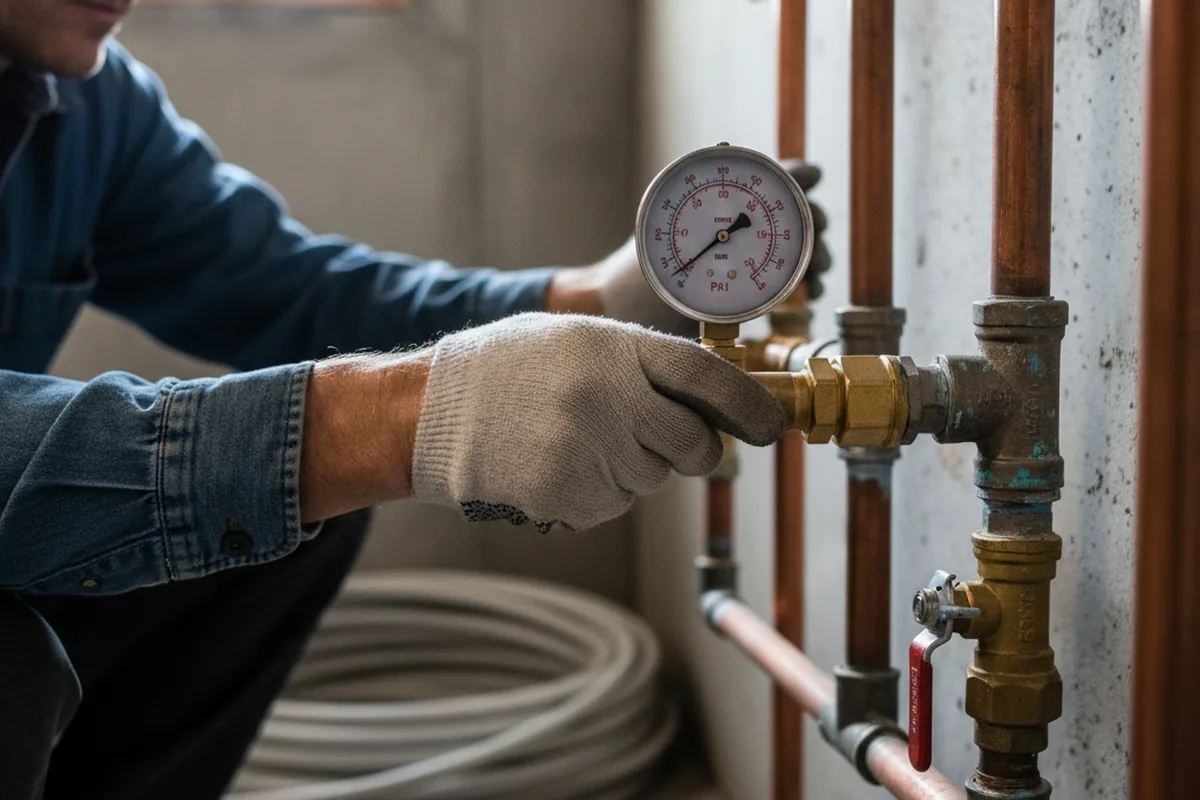 Pressure testing a repaired line during Water Line Repair in Davidsonville